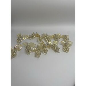 Vintage Set of 12 MCM  Small Bunch of Grapes Lucite Acrylic Clear Faceted Grapes